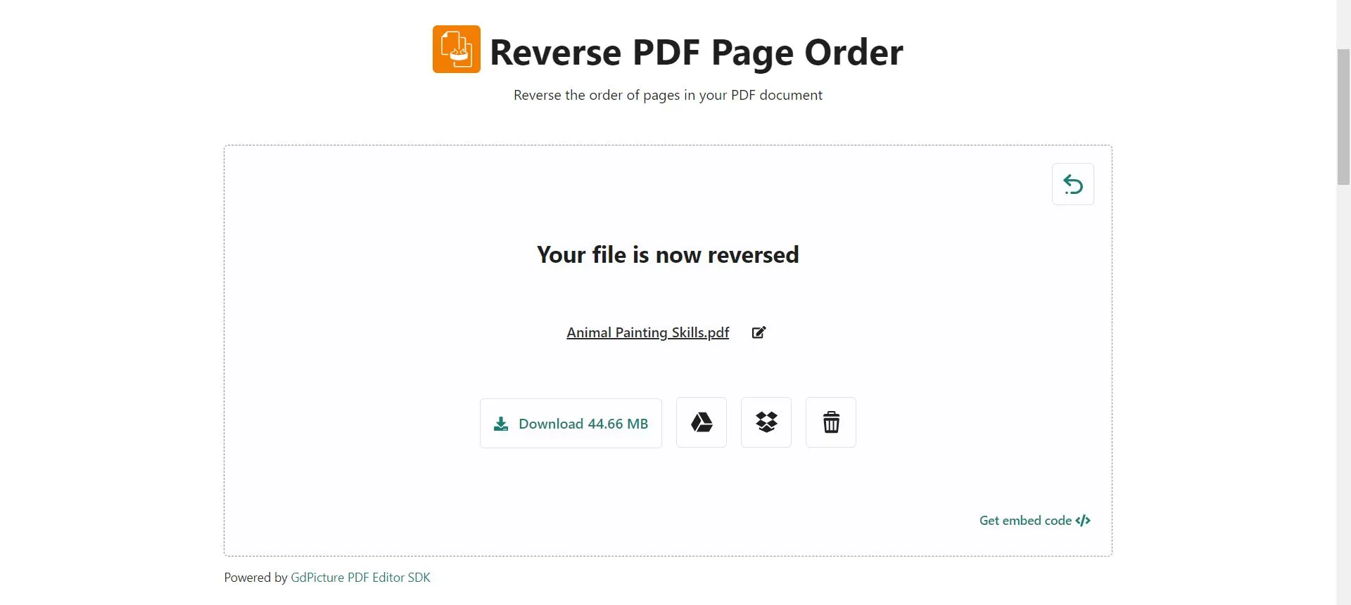 reverse order of pdf pages avepdf