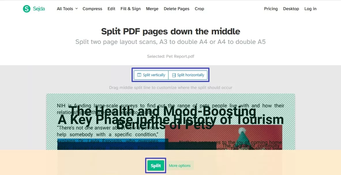 select split type and execute