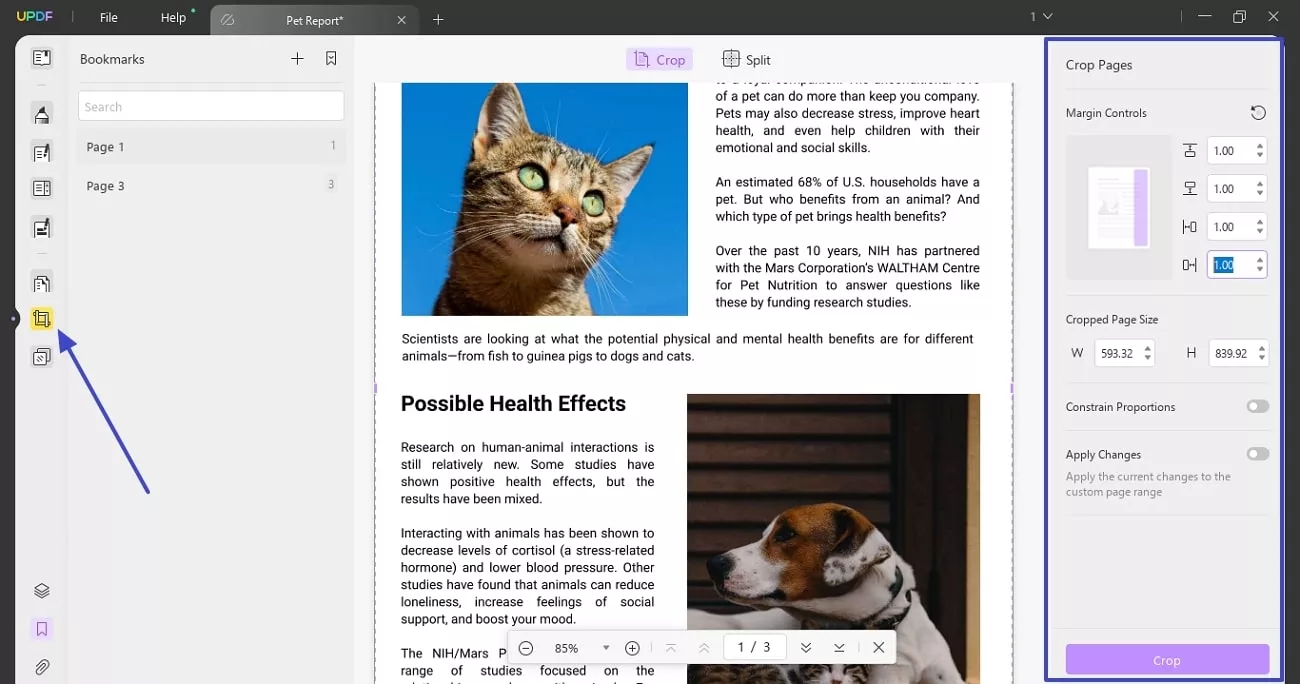 split by crop pages updf