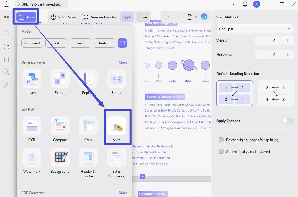 insert a page break in pdf