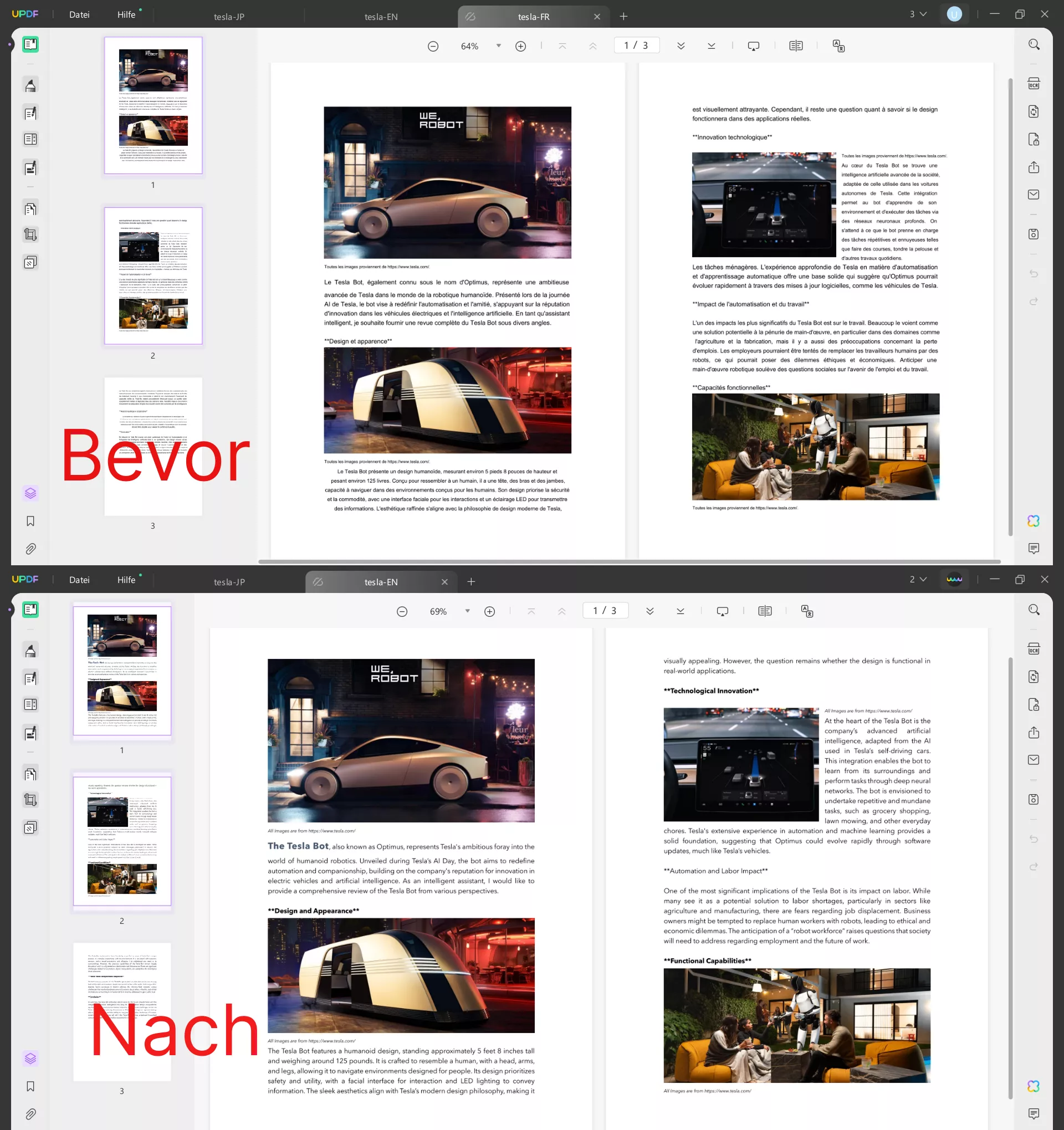 PDFs in eine beliebige Sprache übersetzen mit updf