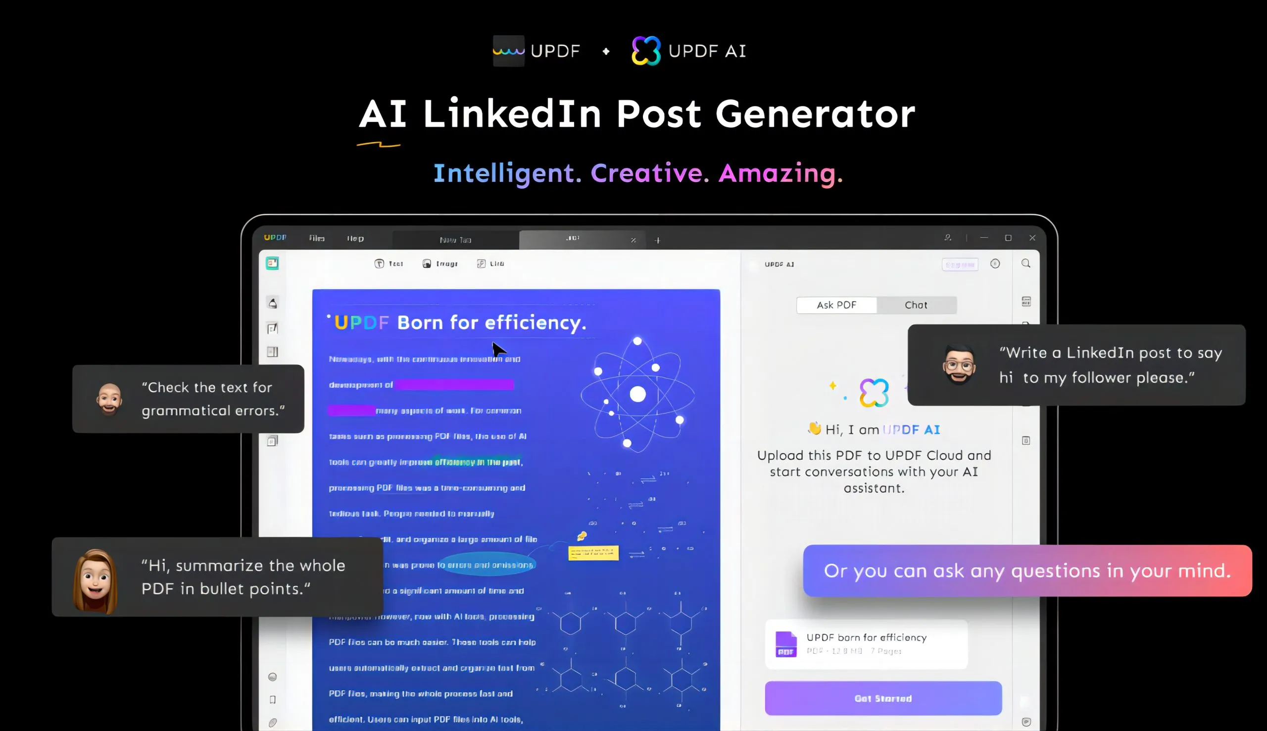 linkedin post generator updf ai