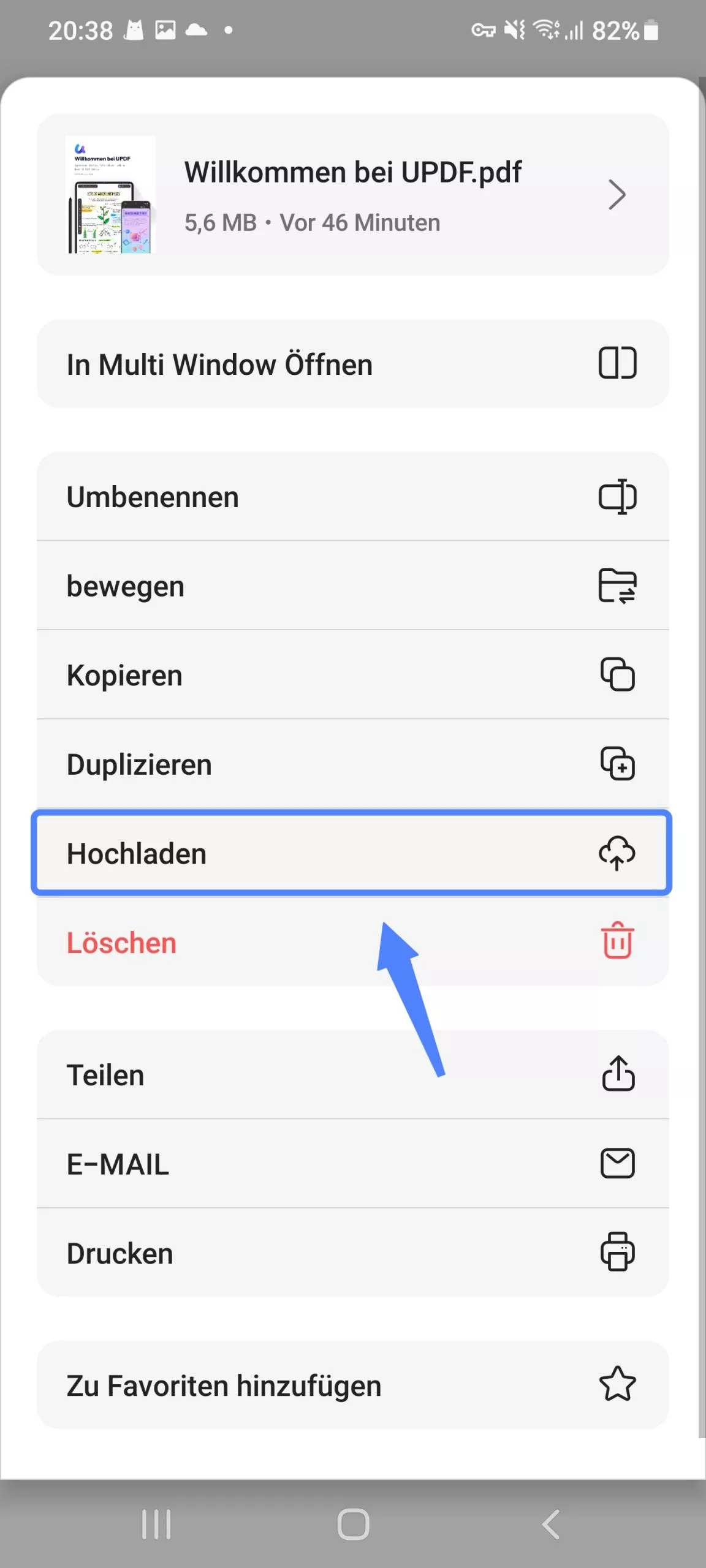 PDF mit UPDF auf Android in die UPDF Cloud kopieren