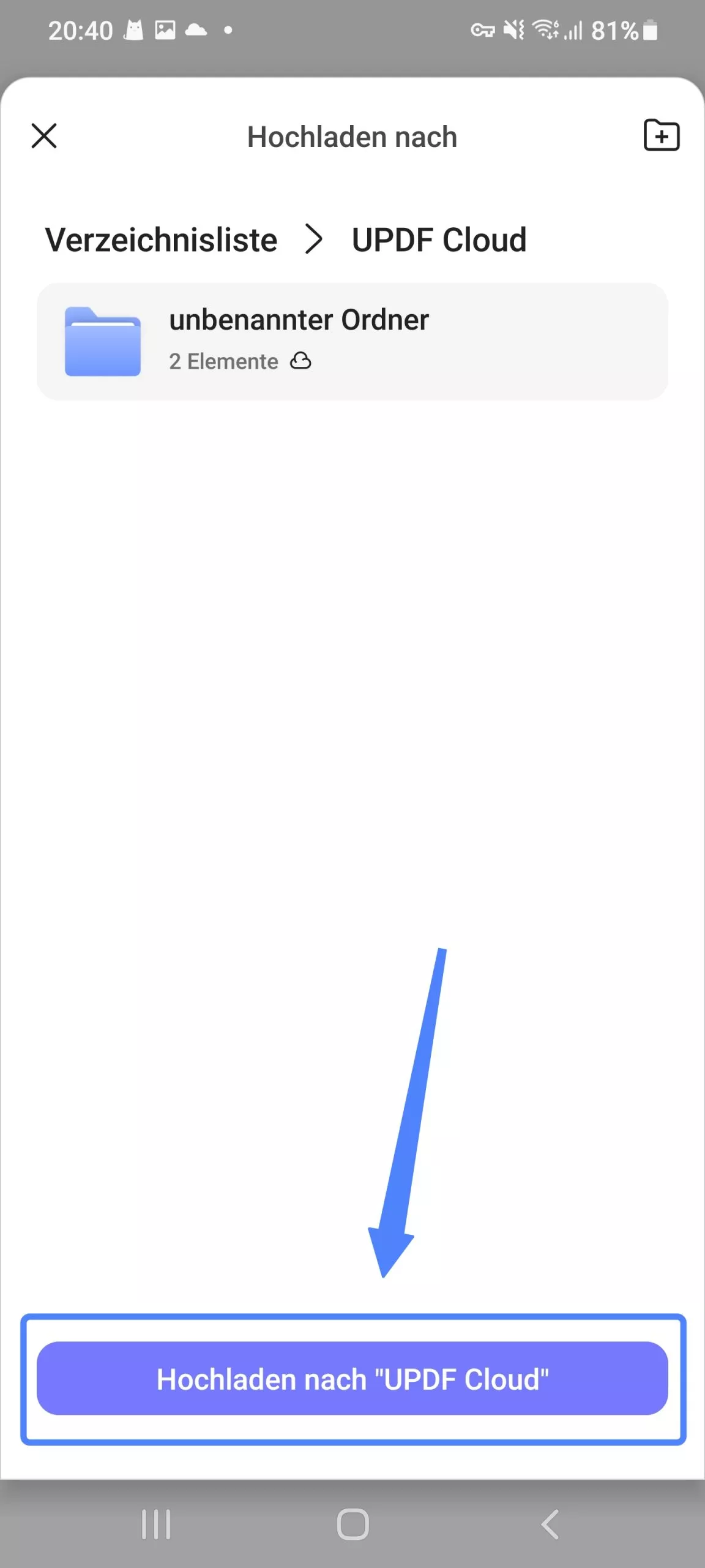 Hochladen nach 'UPDF Cloud'