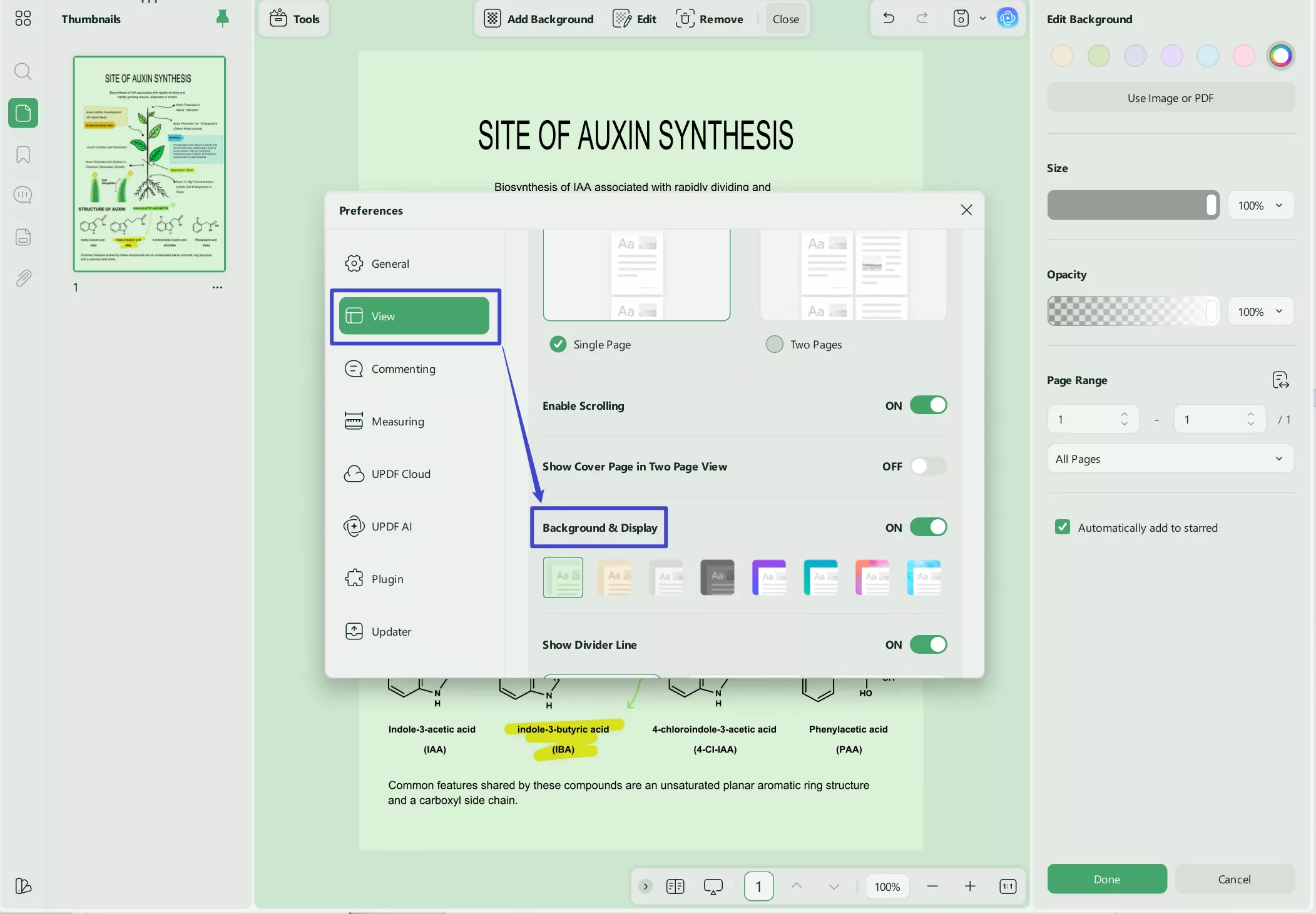 change the background color in view