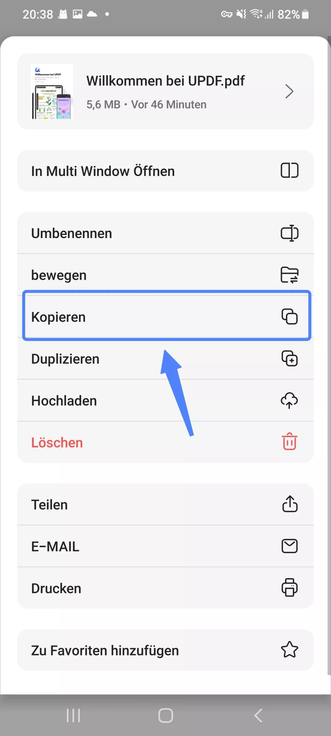 Kopieren der PDF-Datei an andere Orte