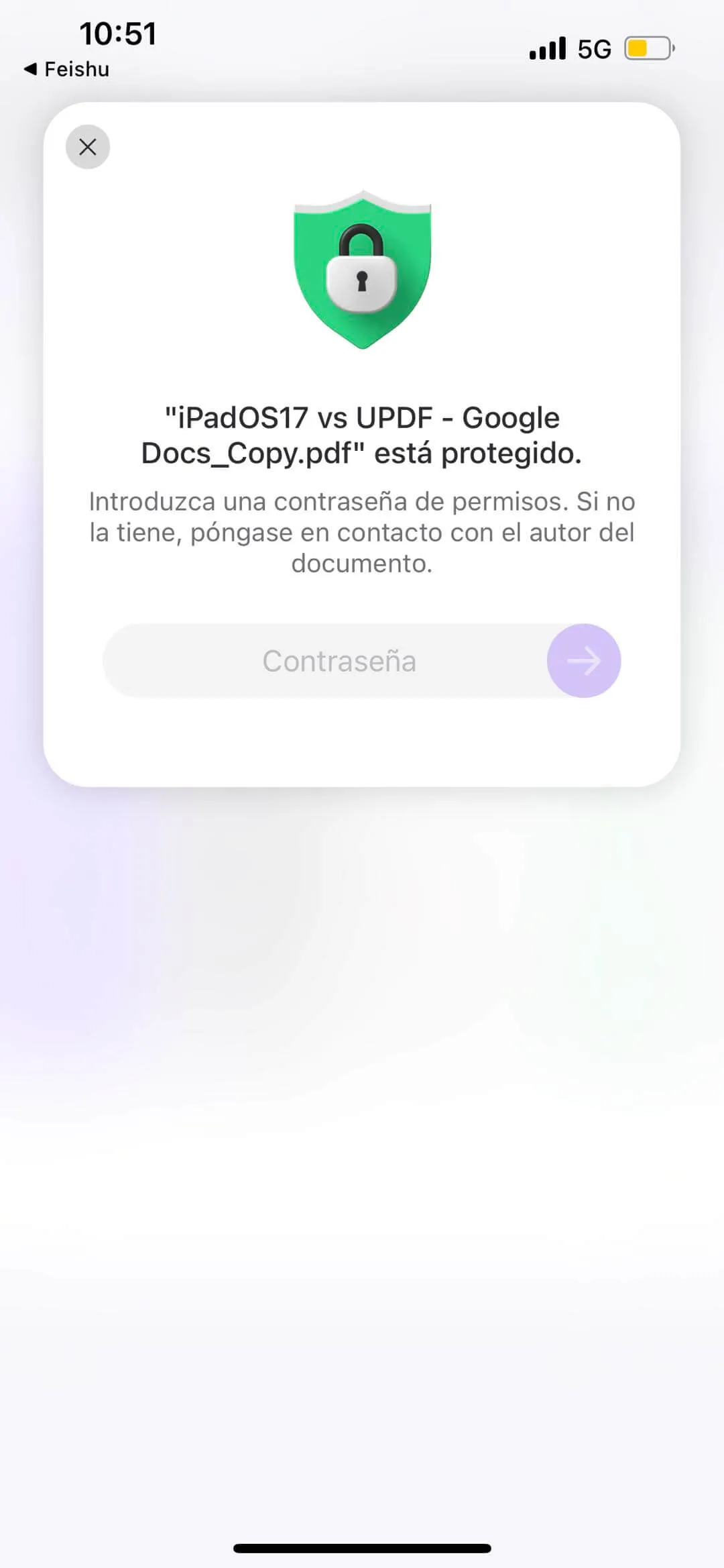 Remove open password ios