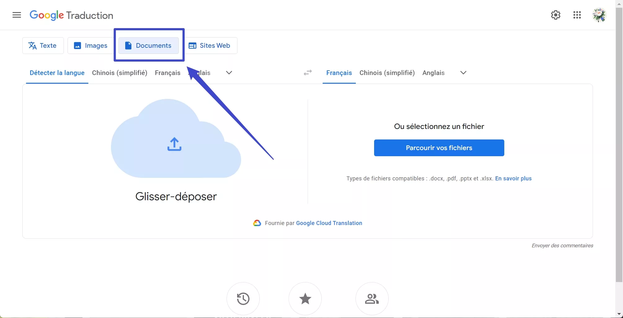 google traduction document pdf