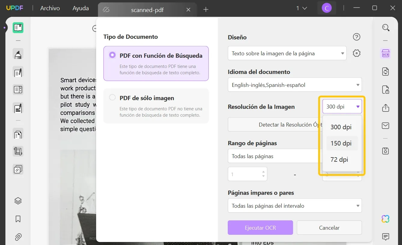 cómo hacer un pdf grabable para cambiar la resolución de la imagen