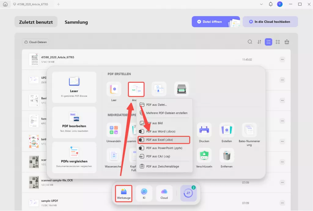 pdf aus excel erstellen updf