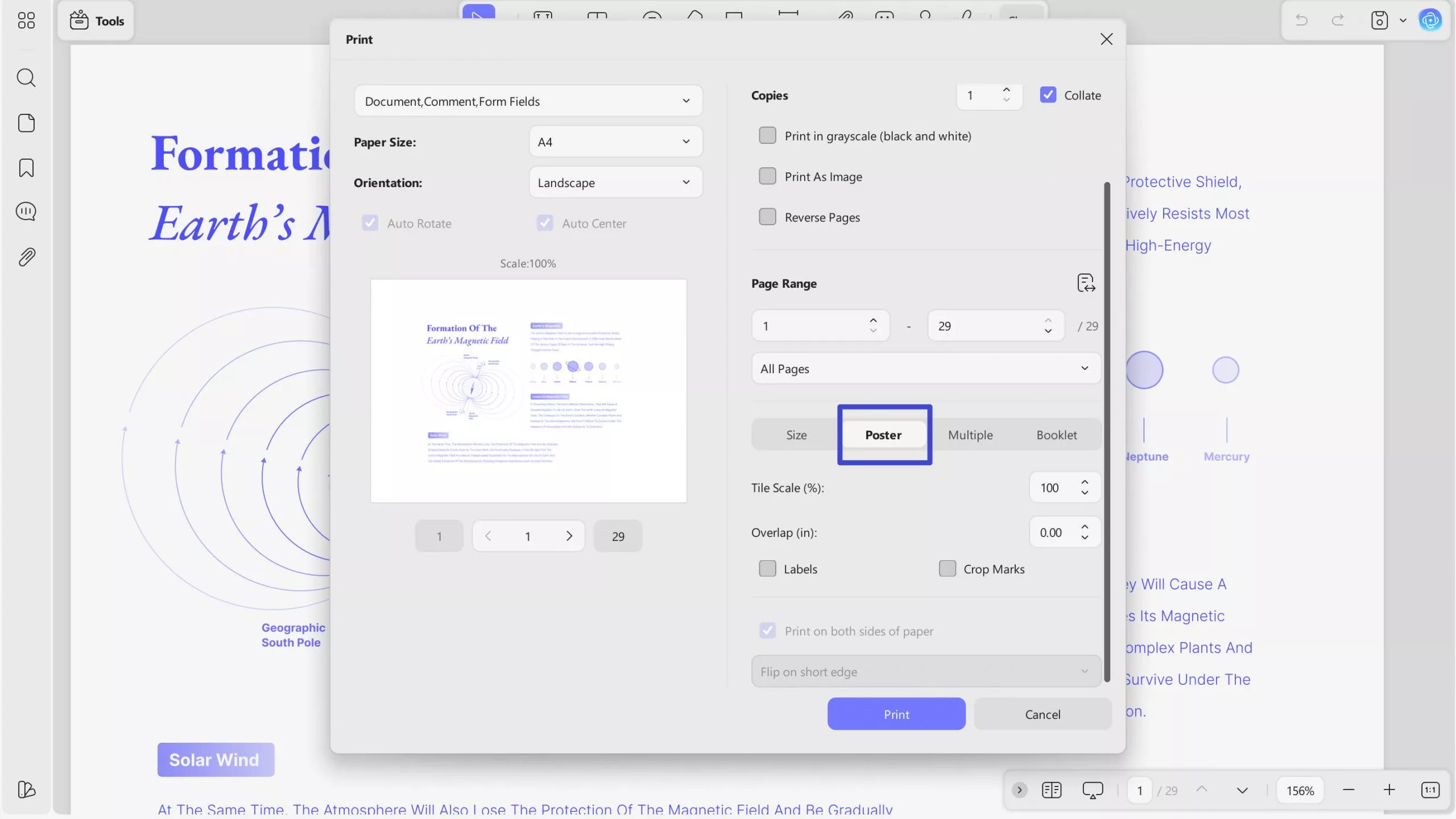 how to print large image on multiple pages updf