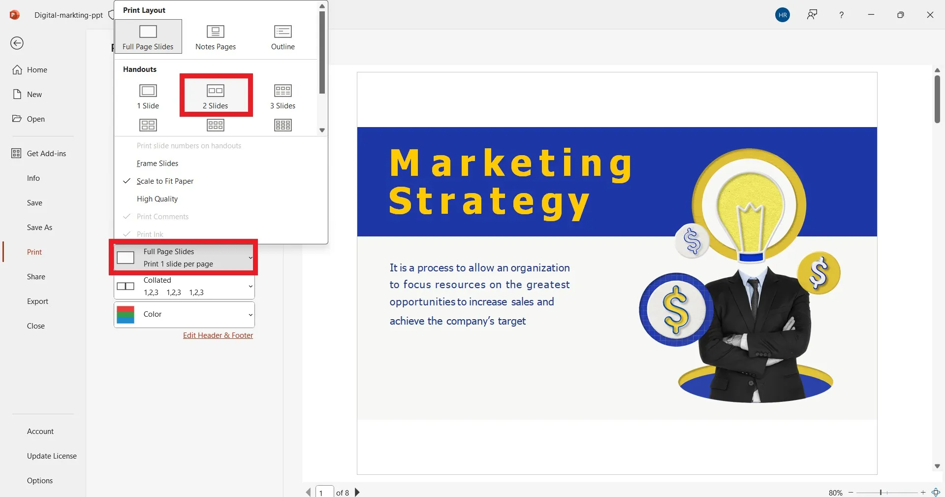 2 slides per page pdf ms powerpoint