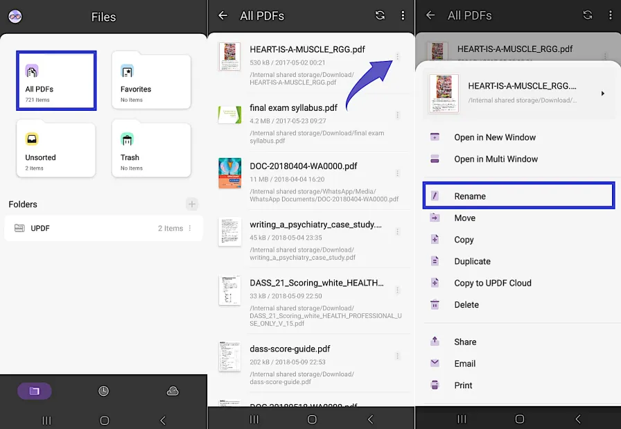 PDF 이름 바꾸기 Android에서 PDF 이름 바꾸기