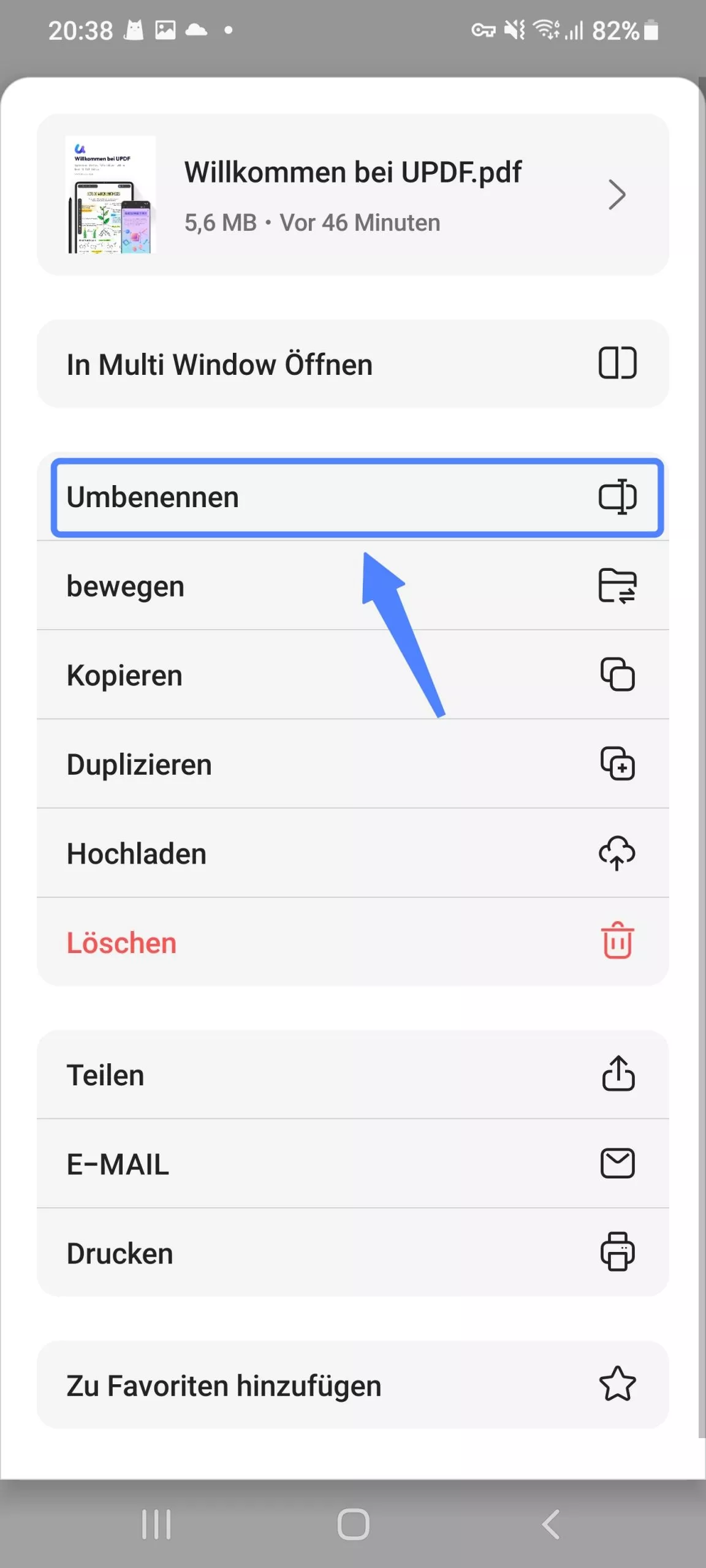 Benennen Sie die PDF-Datei mit UPDF auf Android um