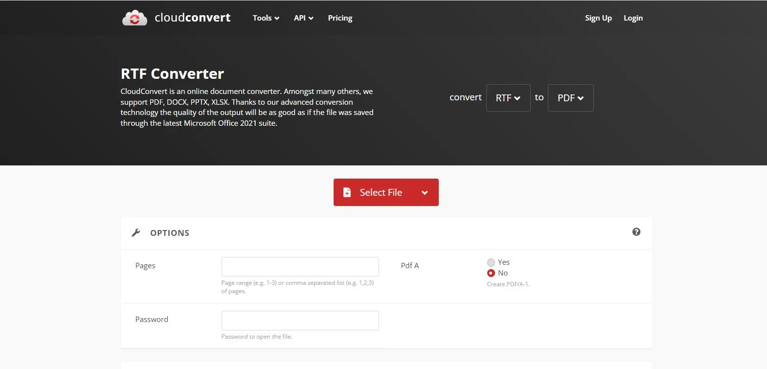 rich text format to pdf converter cloudconvert