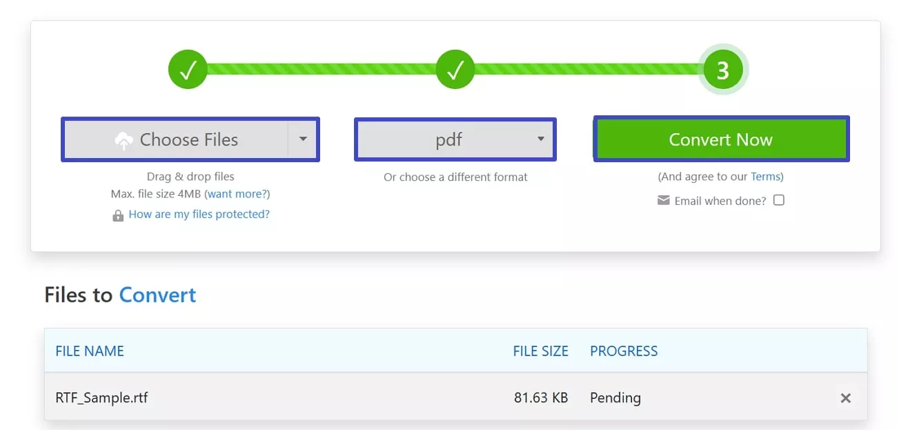 rtf to pdf conversion zamzar