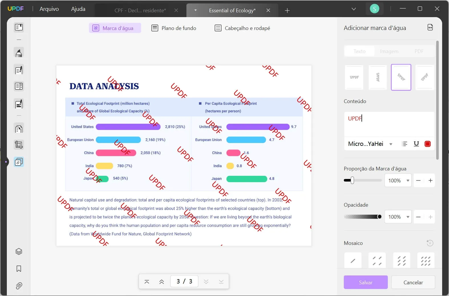 colocar marca d água em pdf