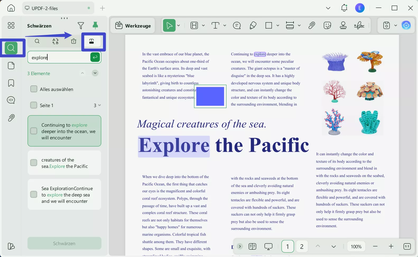 Suche redigieren UPDF Windows