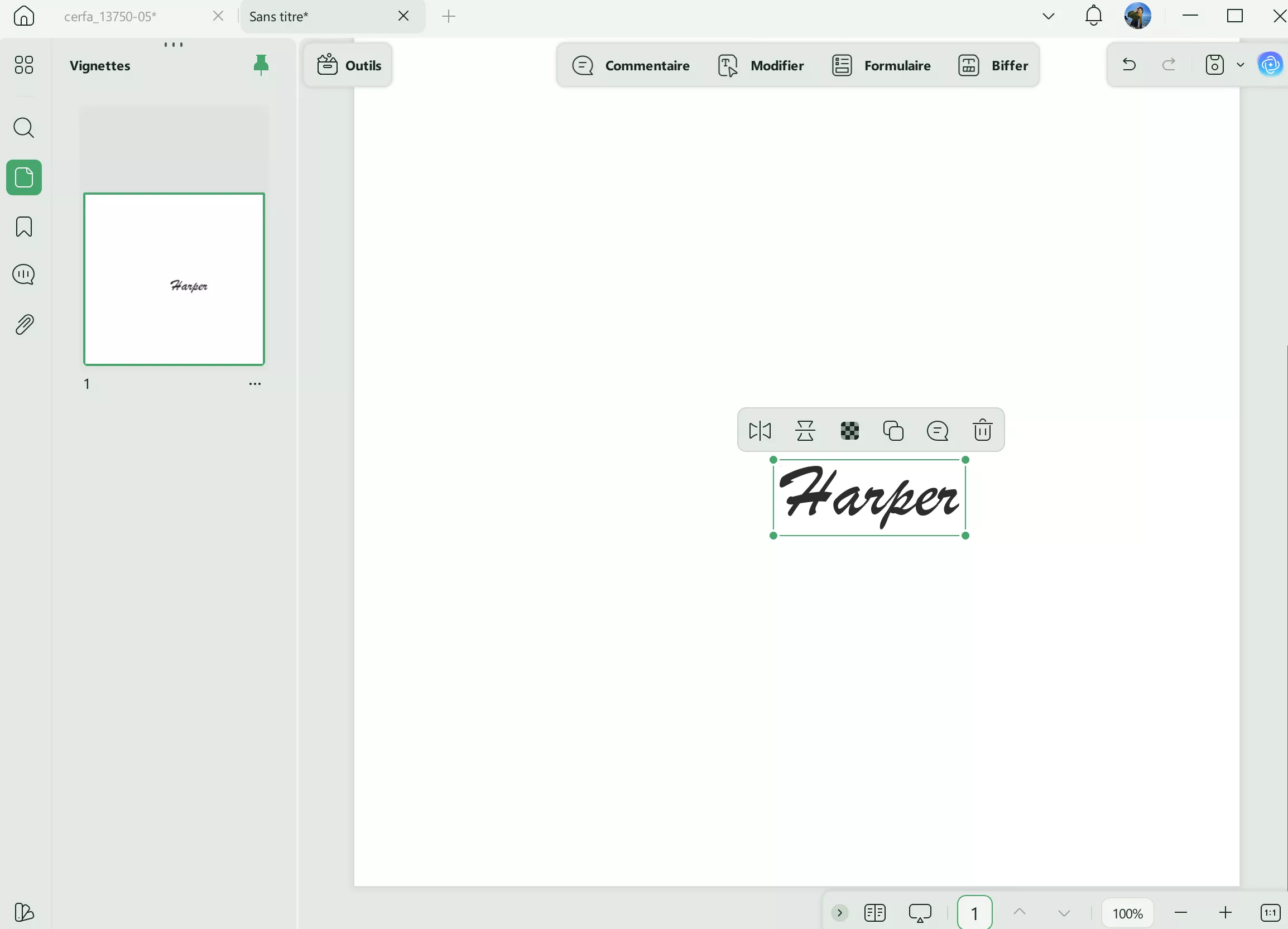 copier une signature sur un document pdf