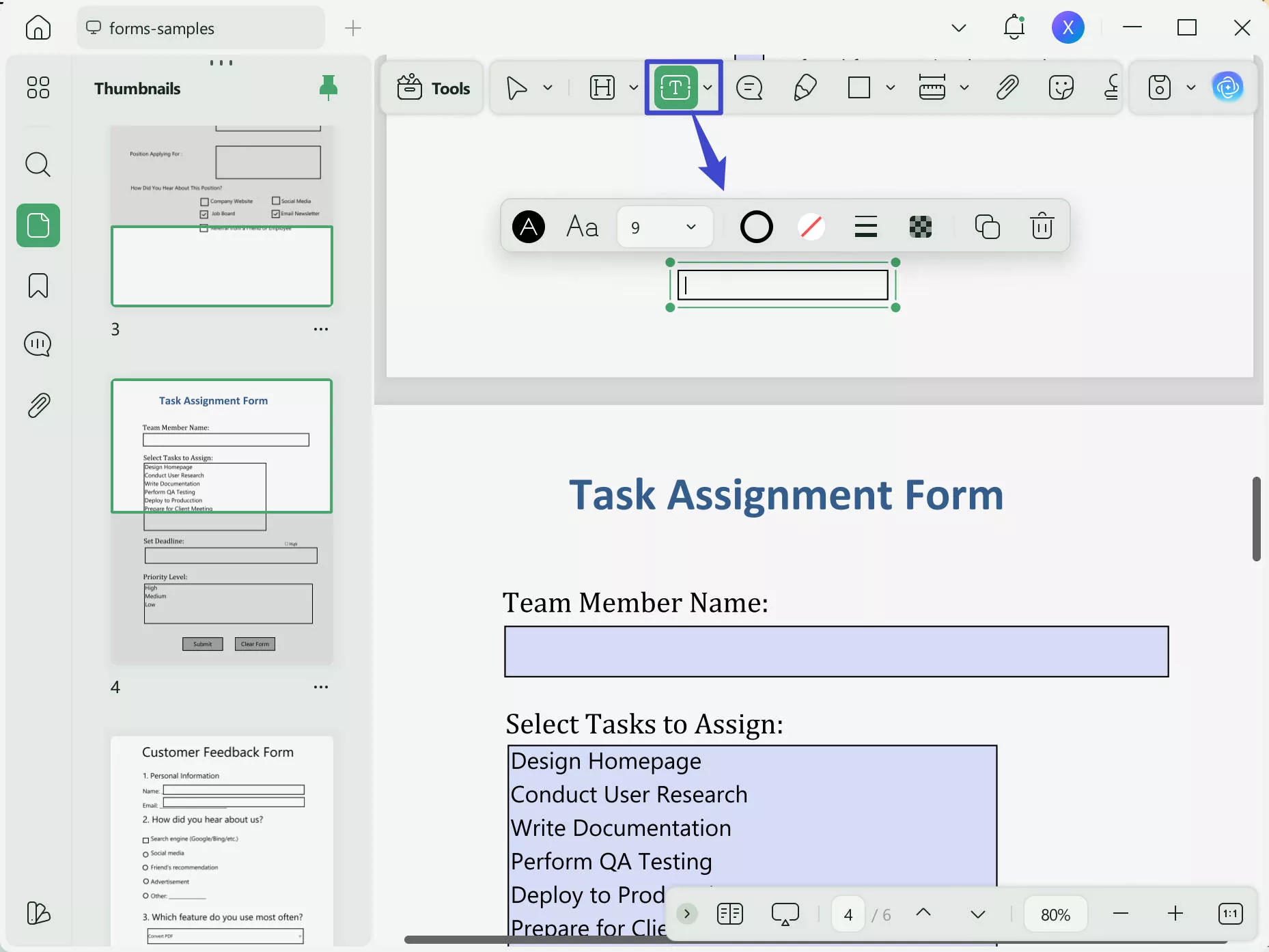 how to add a fillable text box in pdf updf manually
