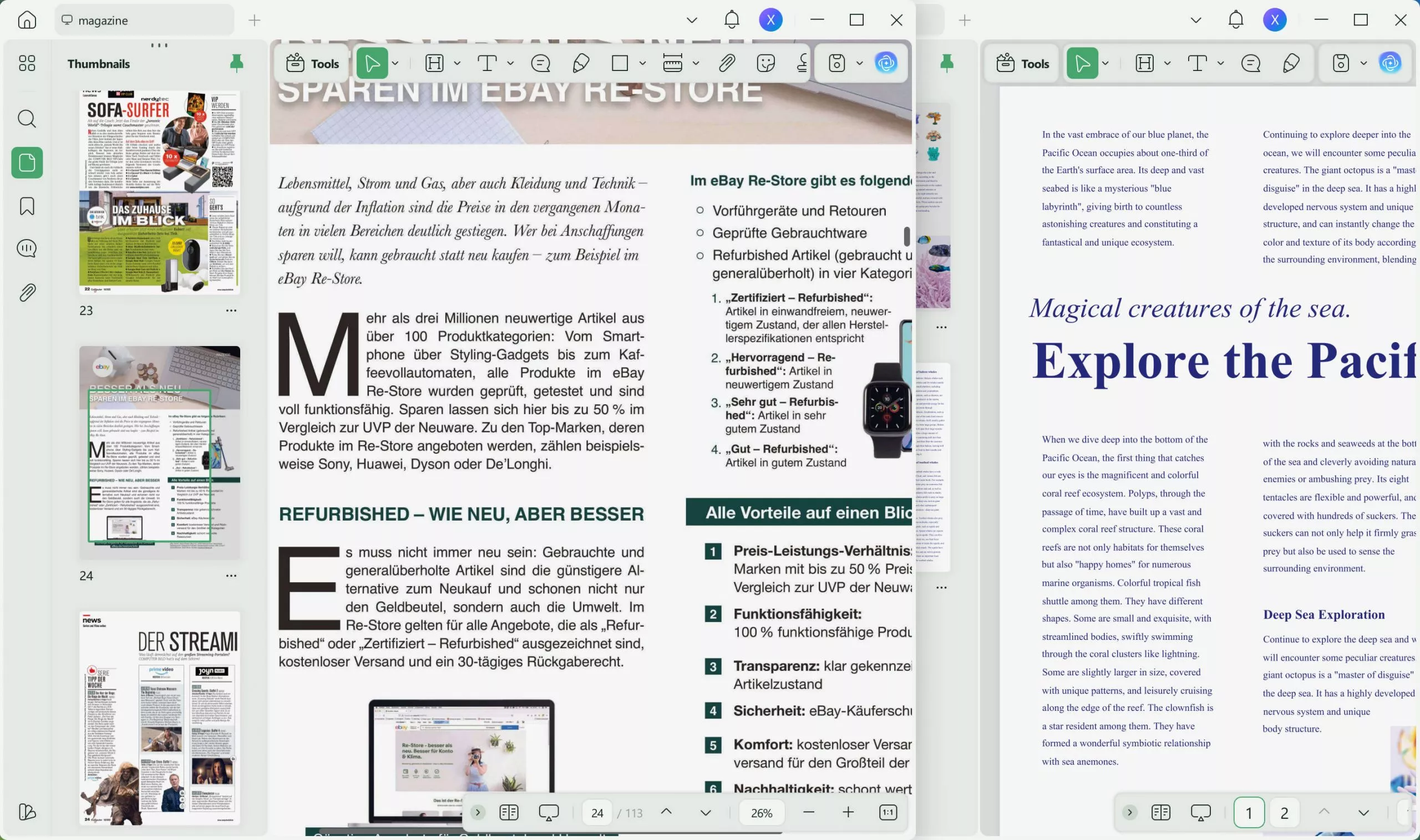 pdf side by side updf windows