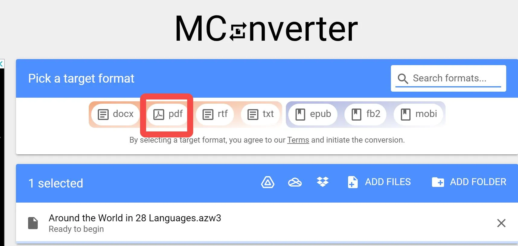 azw3 to pdf mconverter