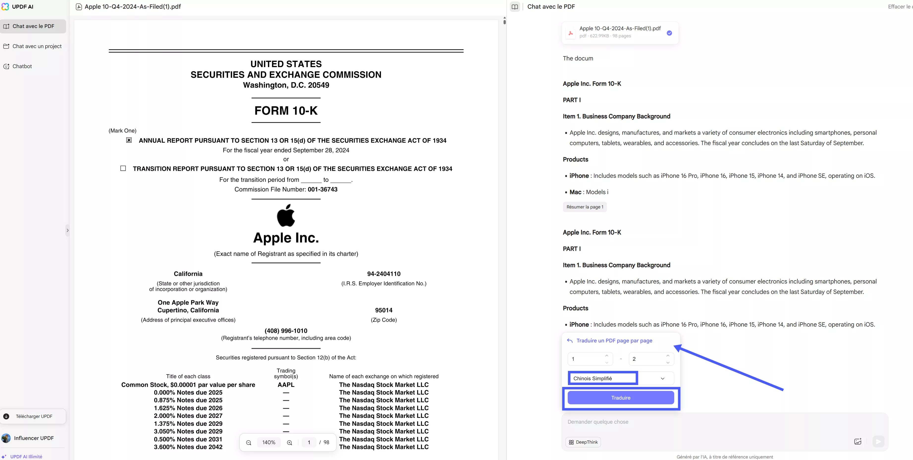select language and page range
