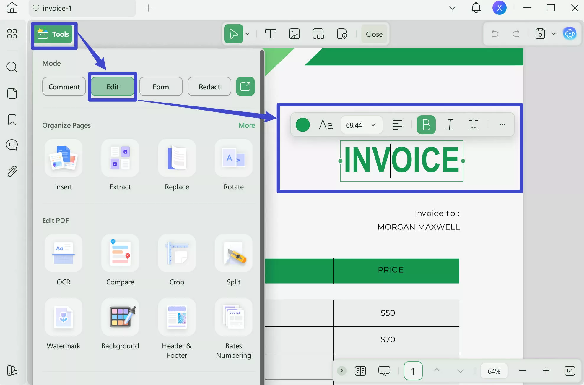 rent receipt format PDF free download updf edit