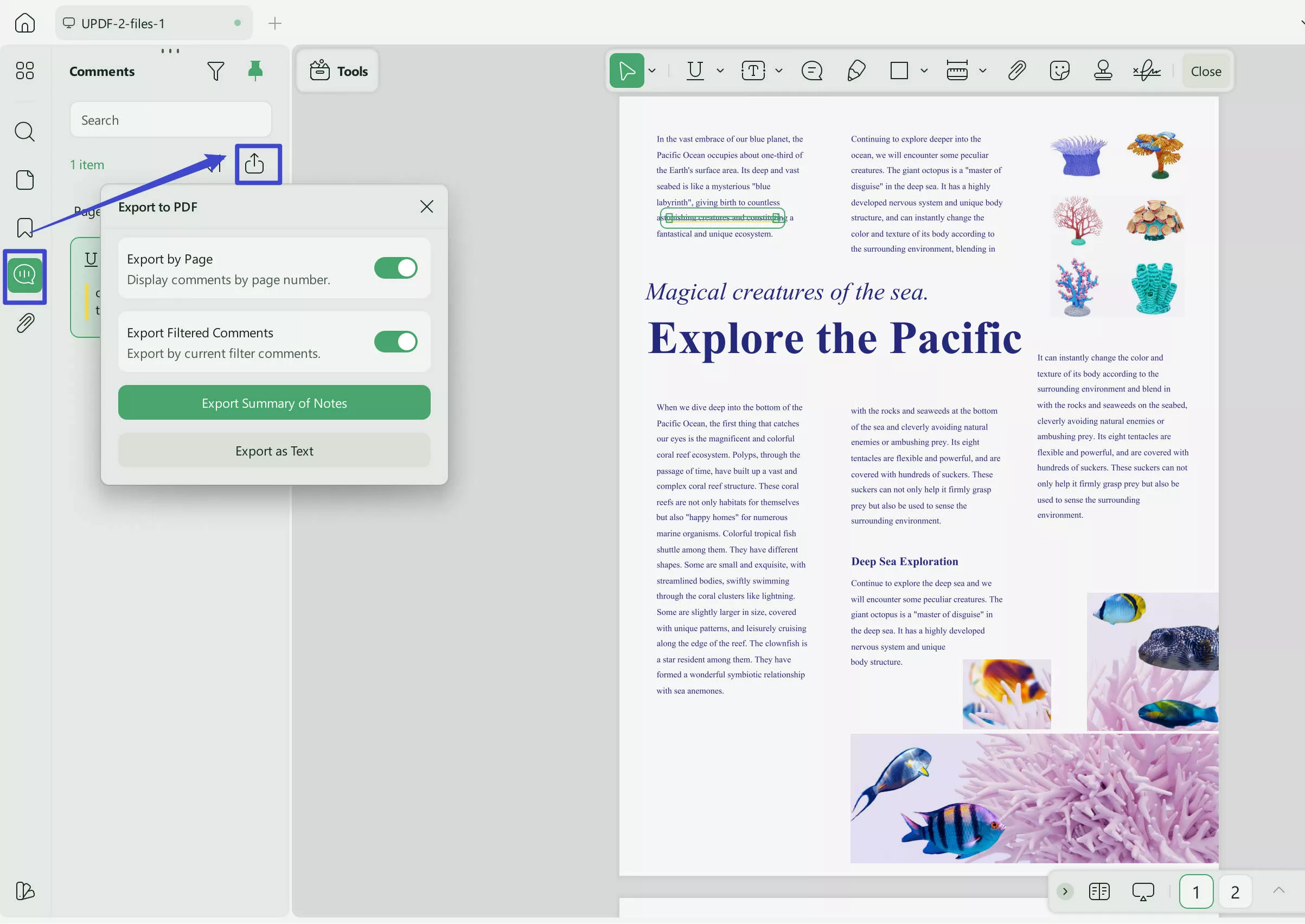 extract highlights from pdf Export