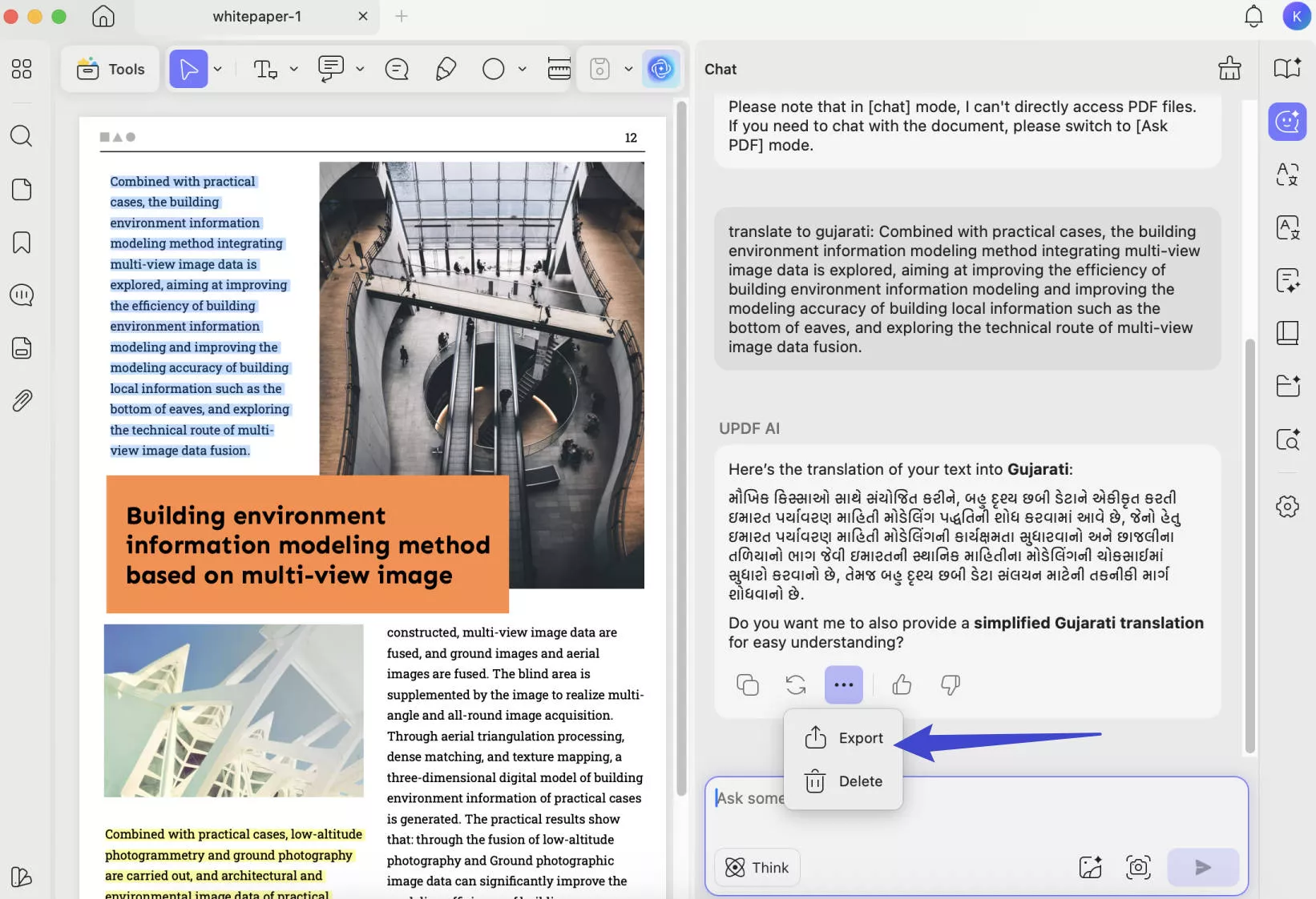 translate english to gujarati pdf updf ai
