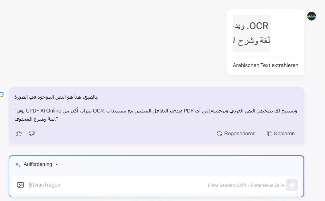 arabischen Text extrahieren