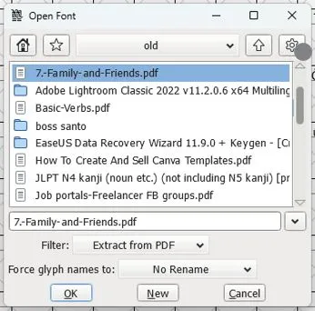 Fontforge를 통해 PDF에서 폰트 추출