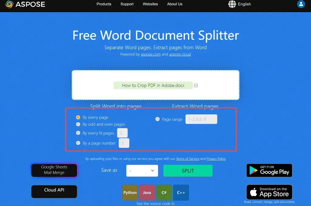 使用線上工具在Word中分隔頁面