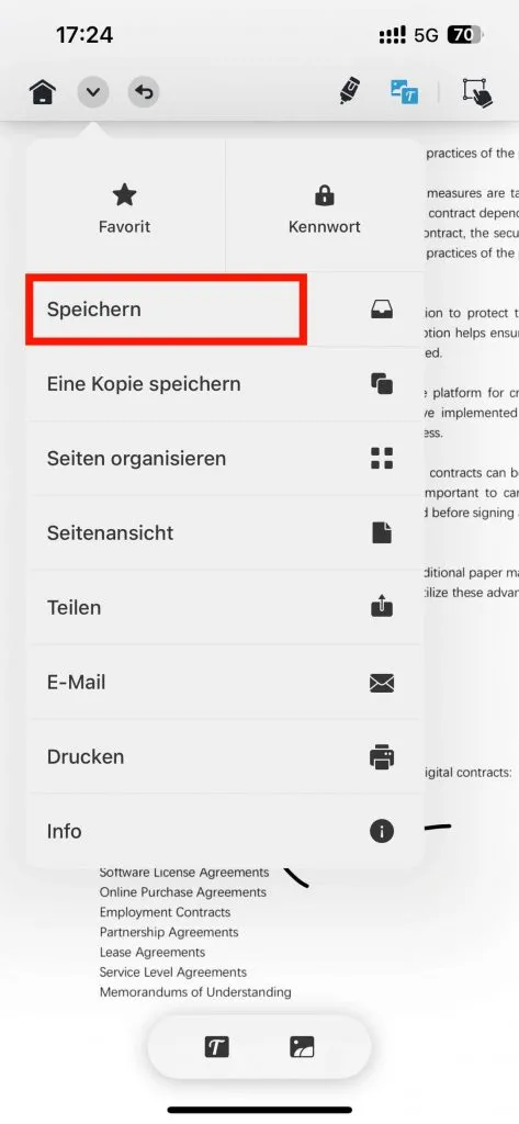 iPhone Datei speichern