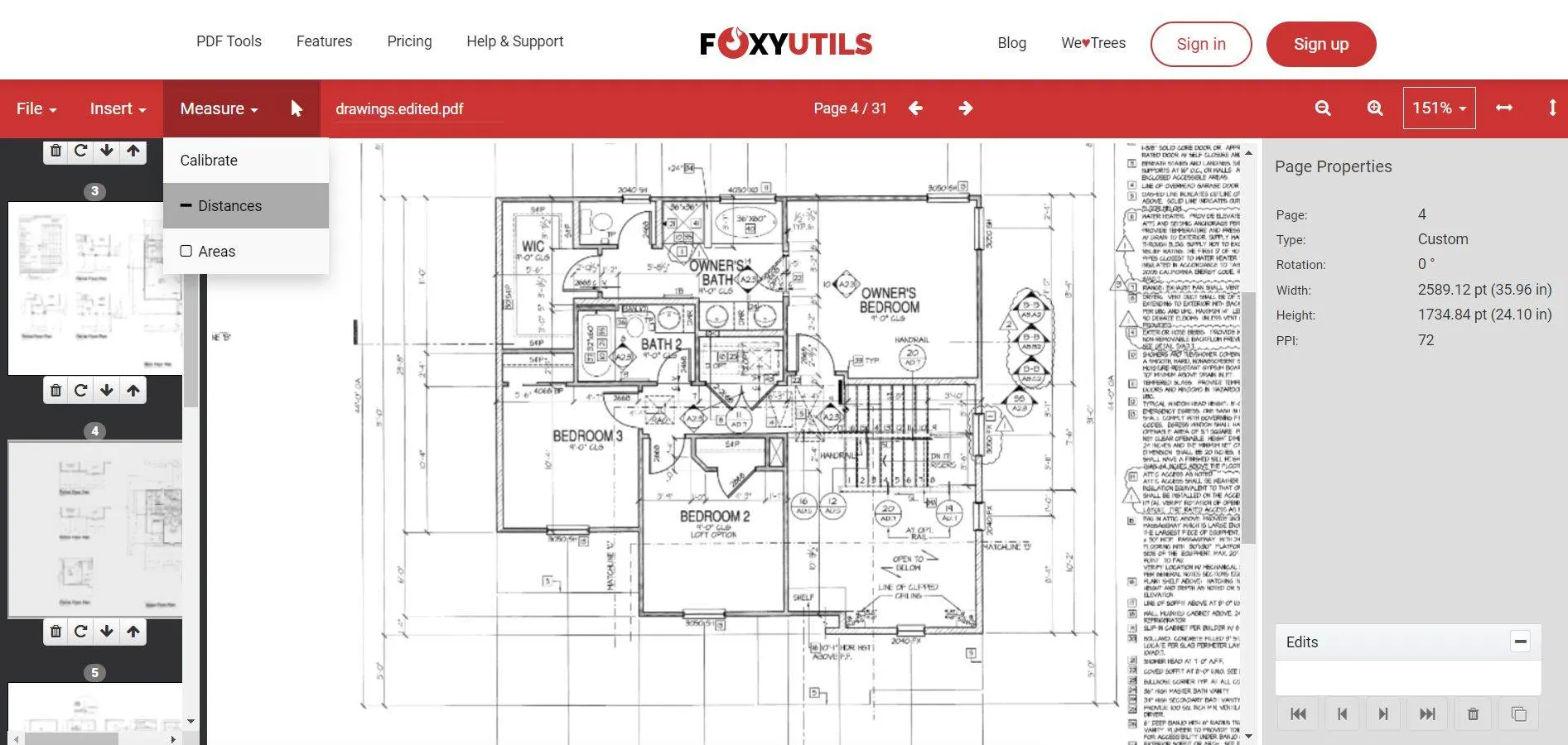 Cómo medir la distancia en PDF con FoxyUtils Measure