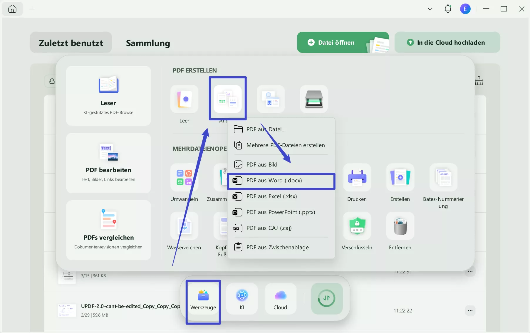 Erstellen Sie PDF aus Word mit UPDF unter Windows