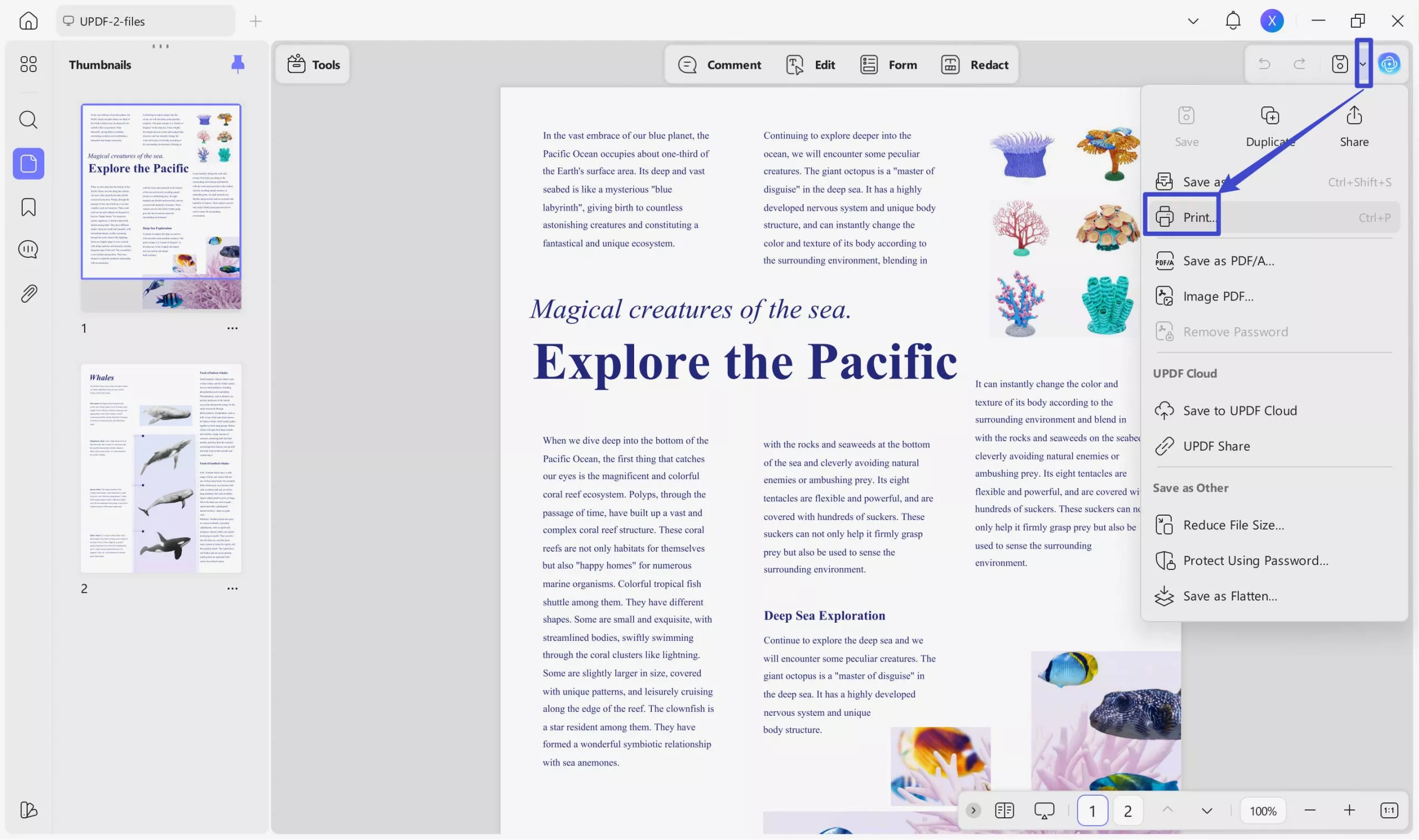 how to print landscape in pdf updf