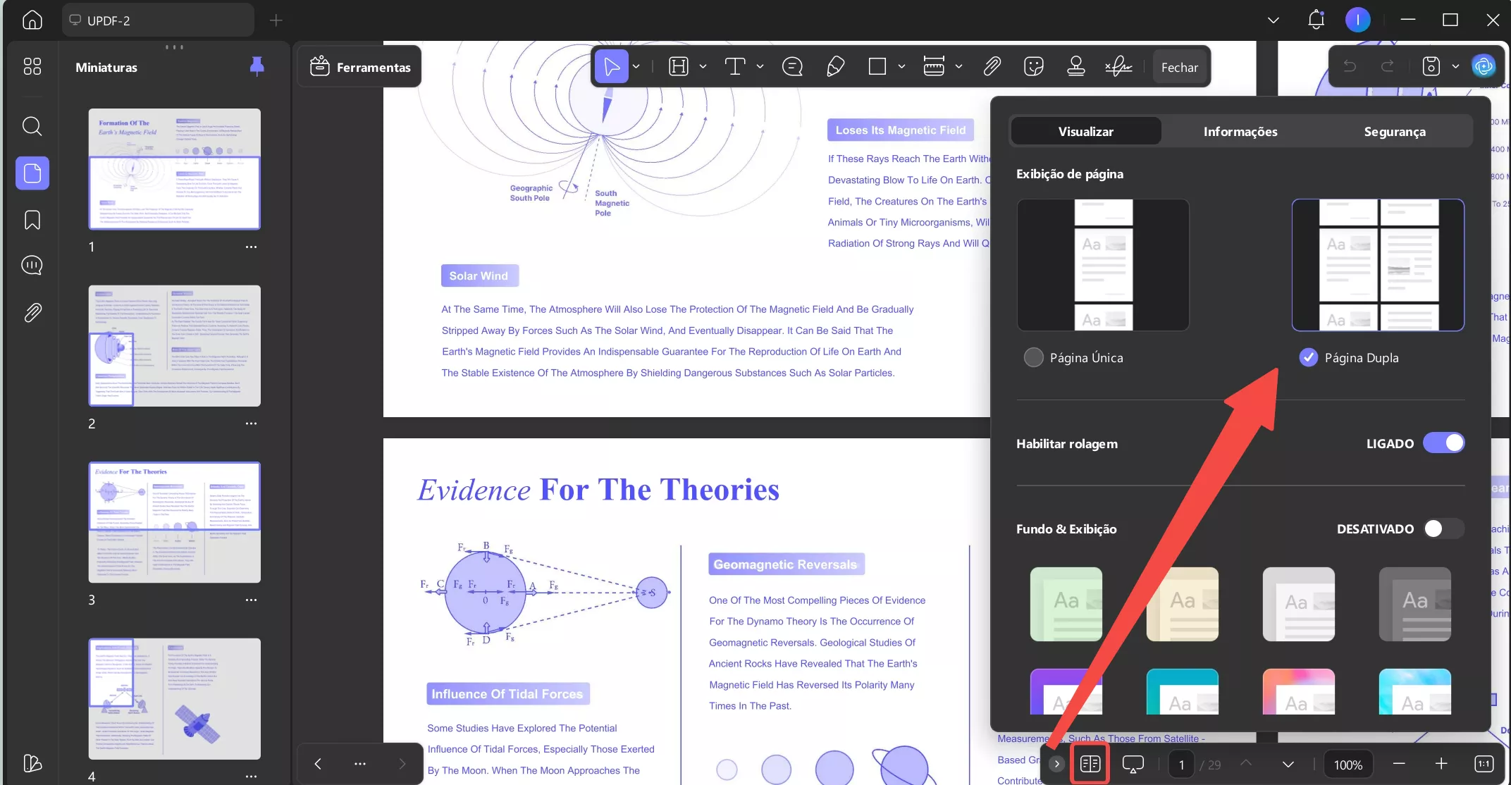 propriedades do documento