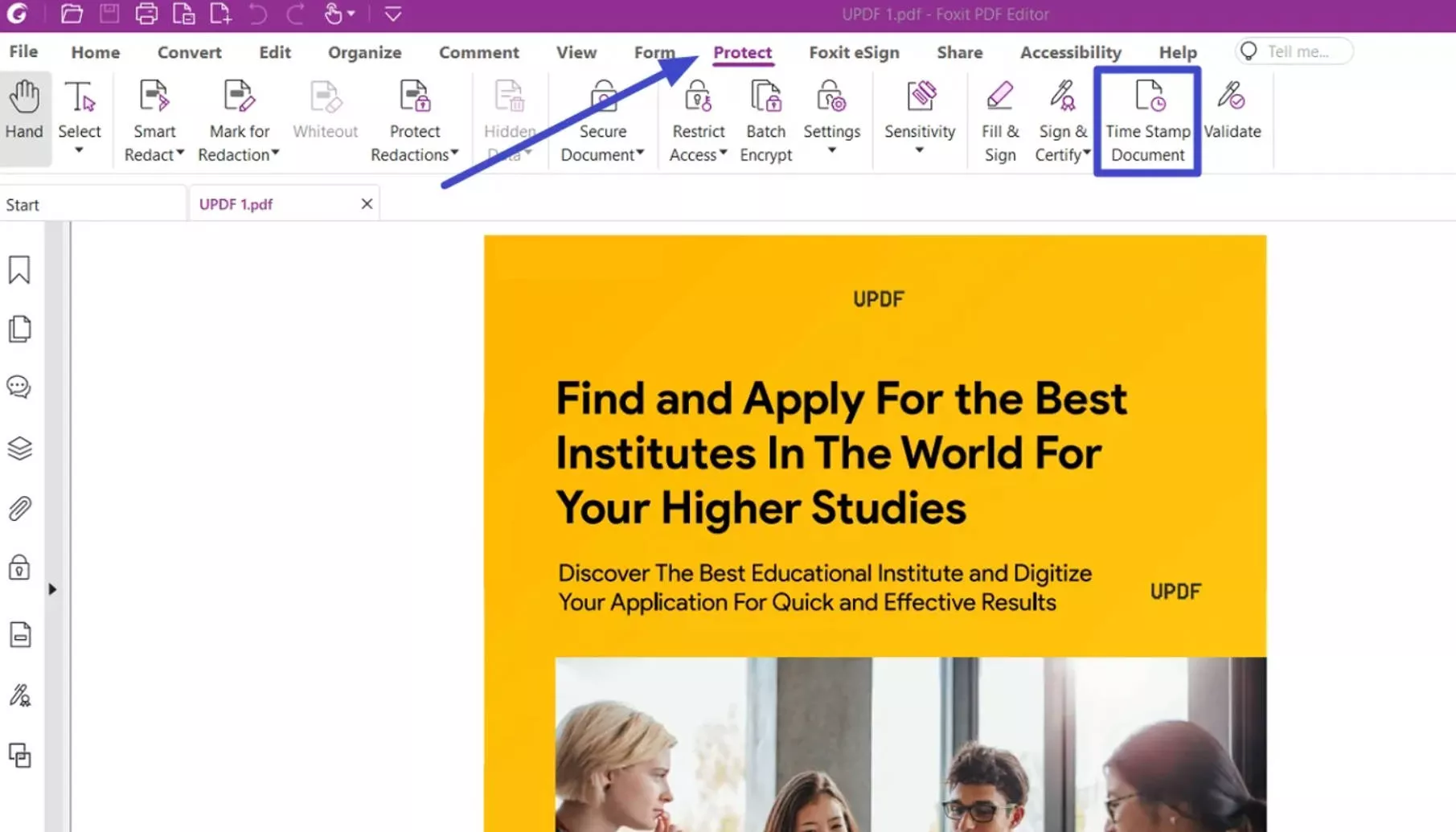 how to create digital signature in pdf click protect to access timestamp