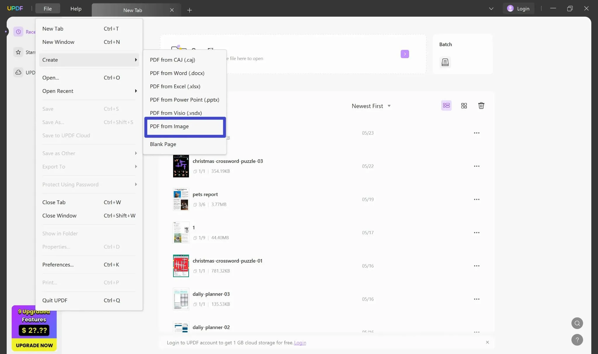 print screen to pdf Go to File > Create > PDF from Image.