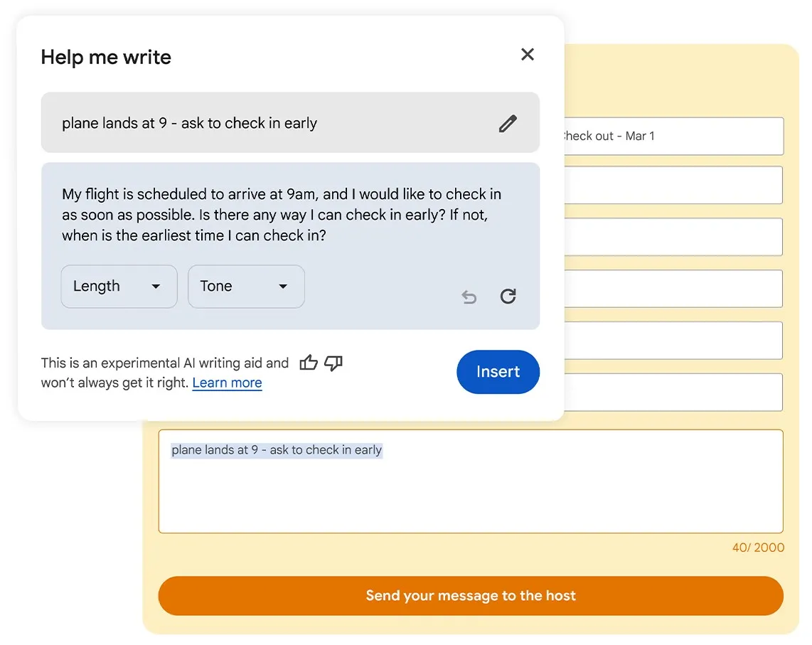 chrome help me write send a professional request mesage