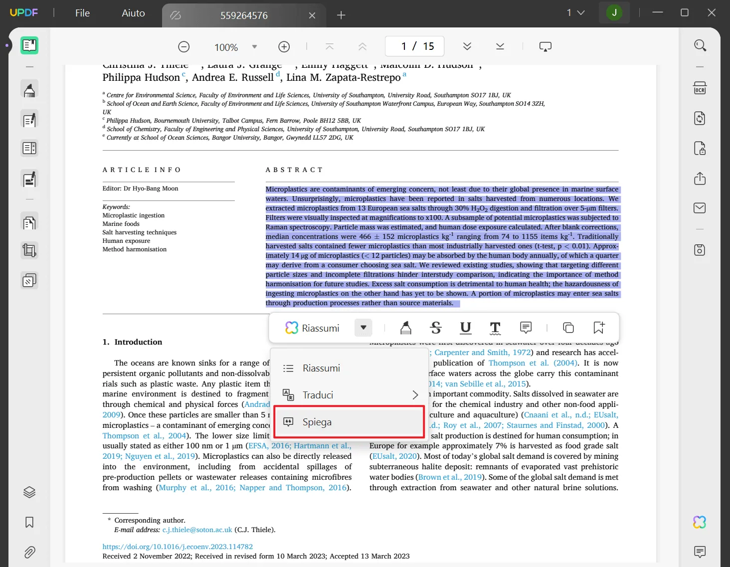 Seleziona testi per spiegarli
