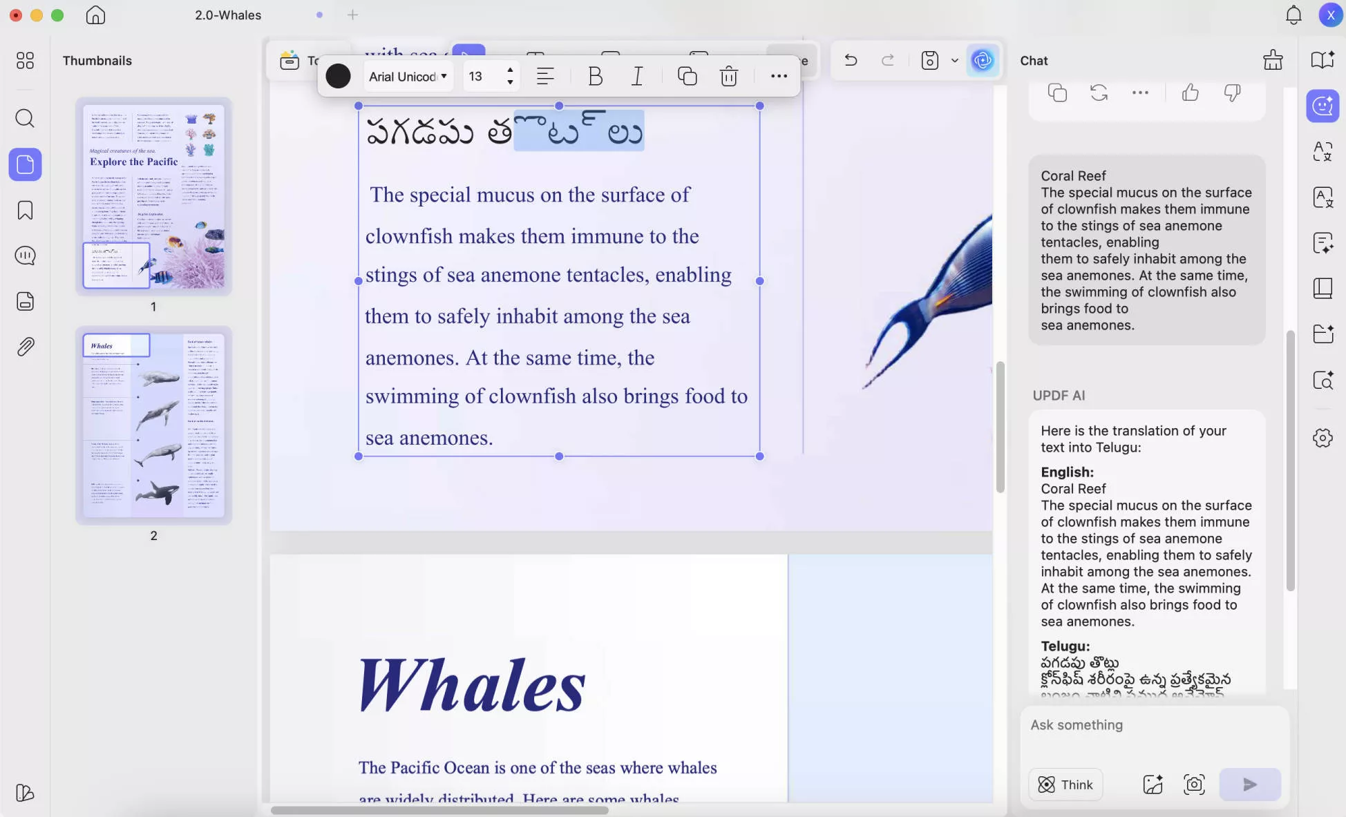 translate pdf english to telugu replace UPDF