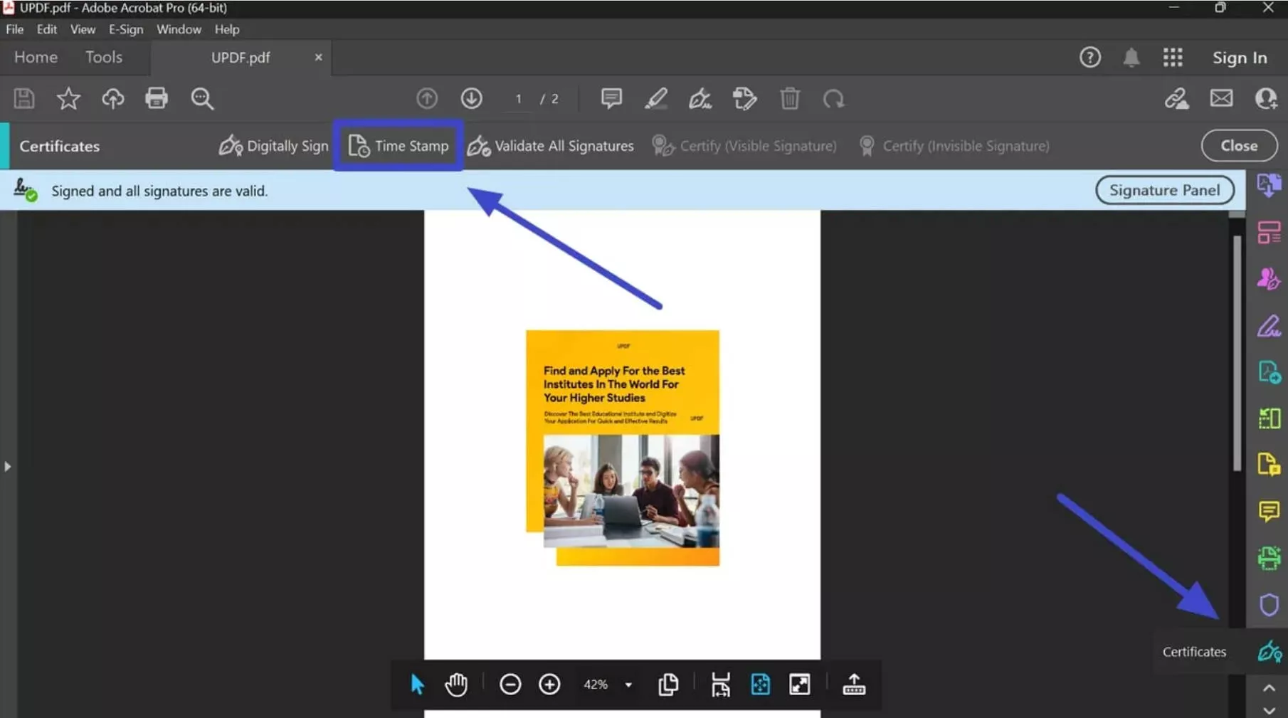 how to create digital signature in pdf add timestamp to a server