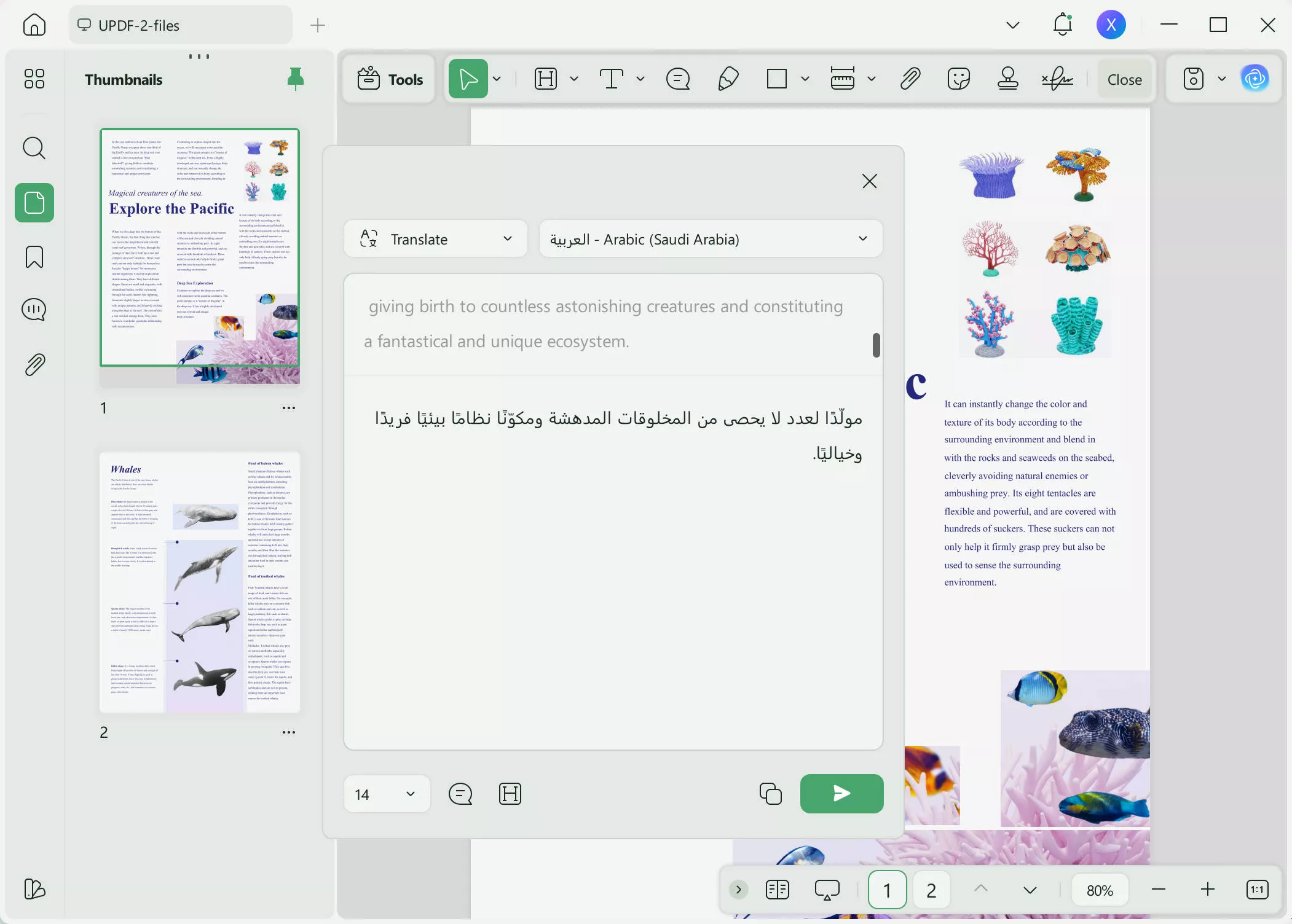 translate english to arabic updf
