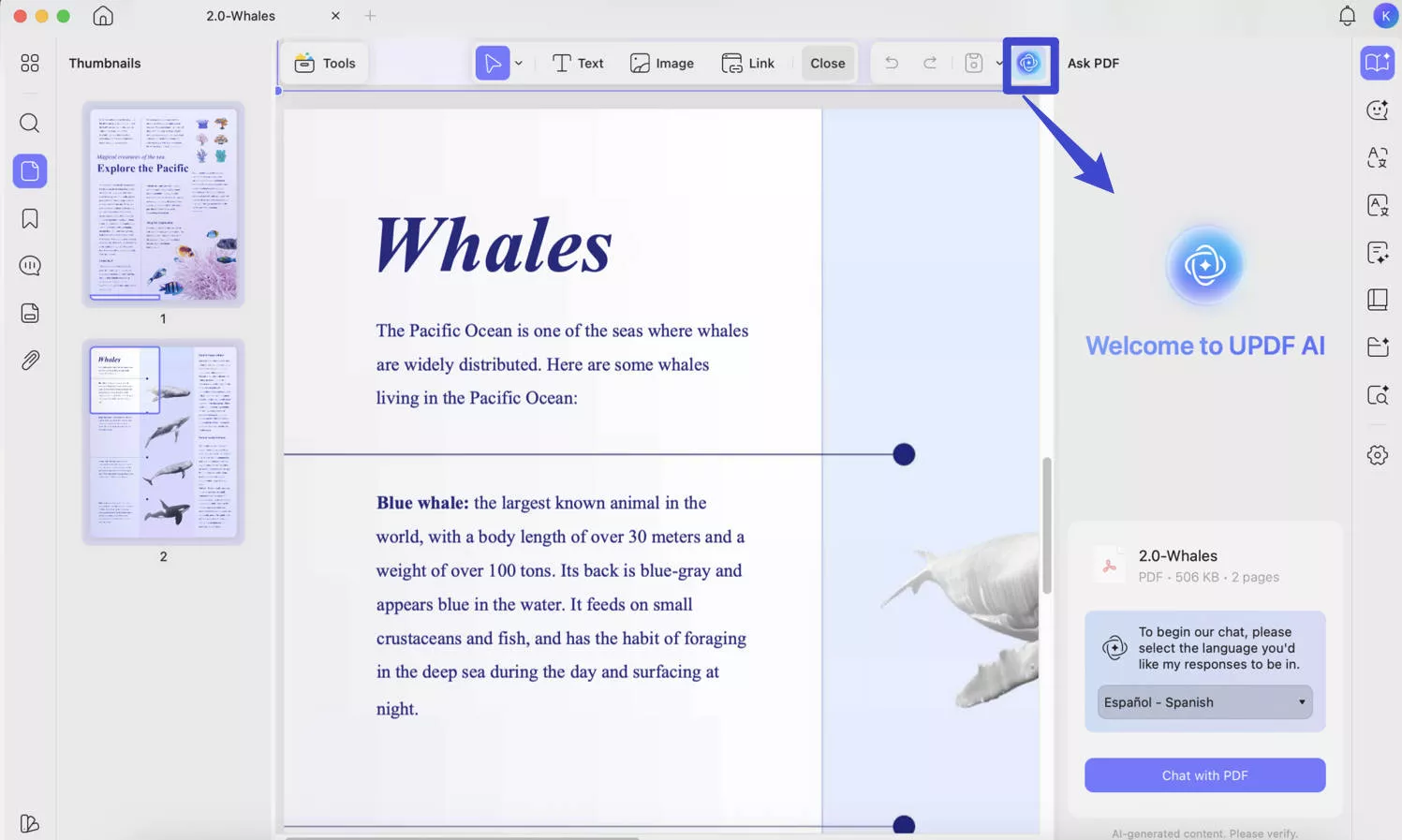 translate pdf english to telugu UPDF ai
