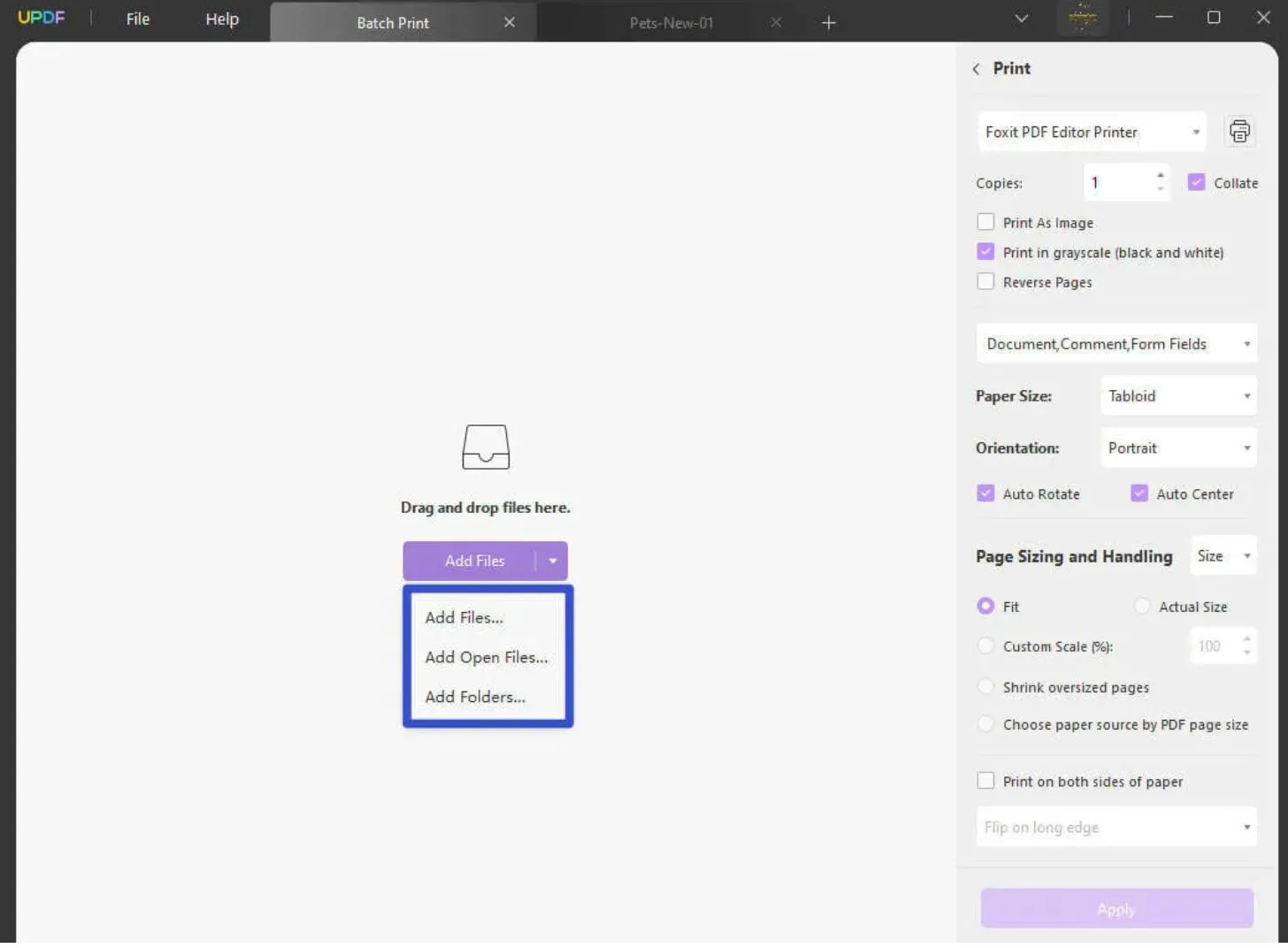 PDF in Farbe drucken UPDF Datei hinzufügen