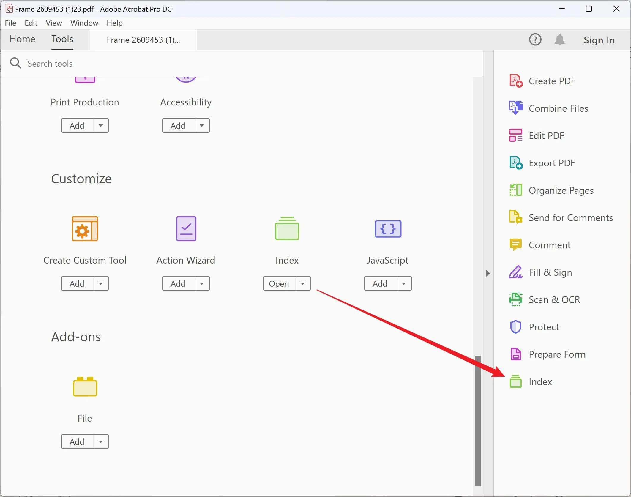 pdf index Adobe Acrobat DC