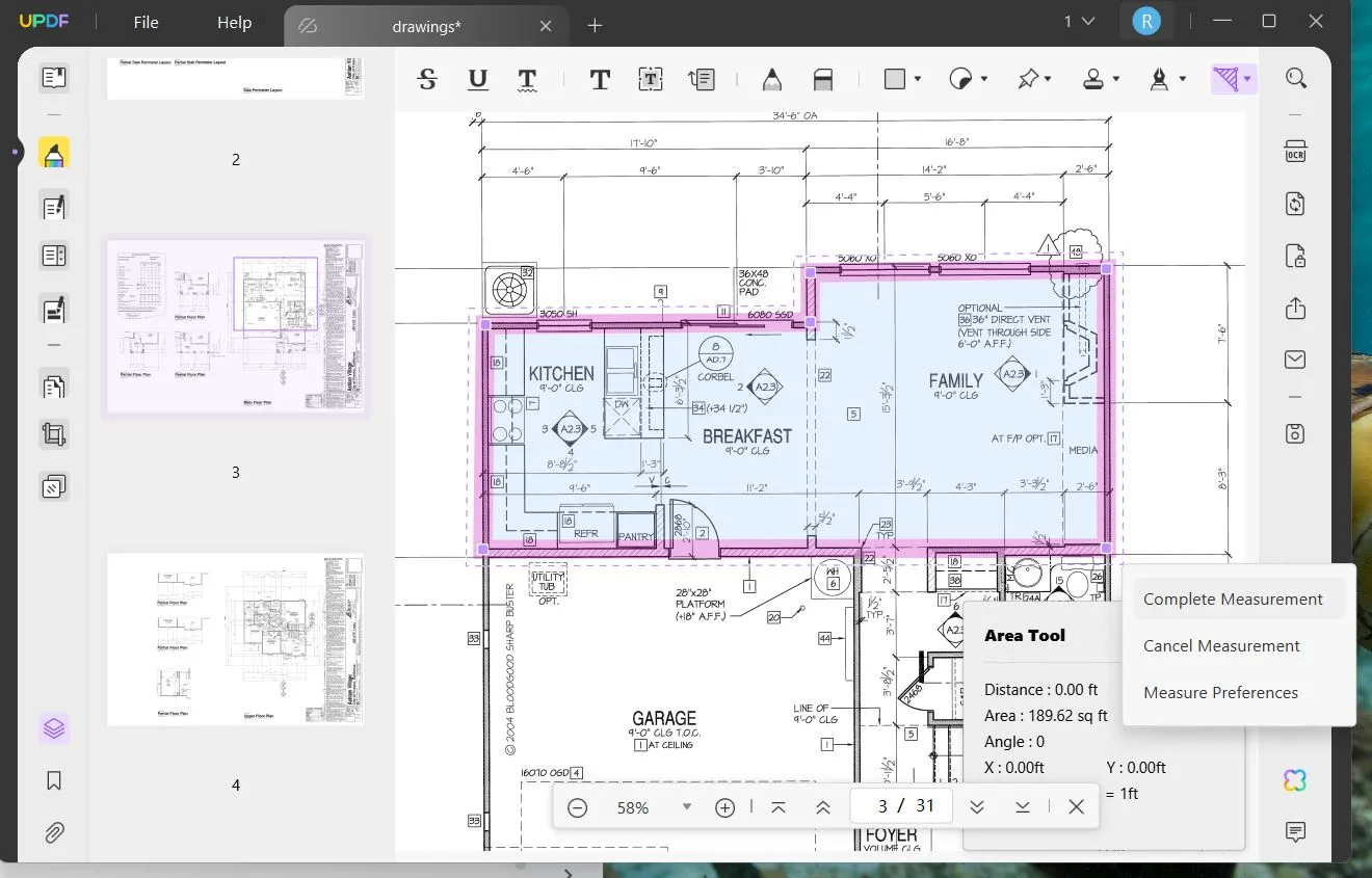 adobe acrobat measure tool updf area