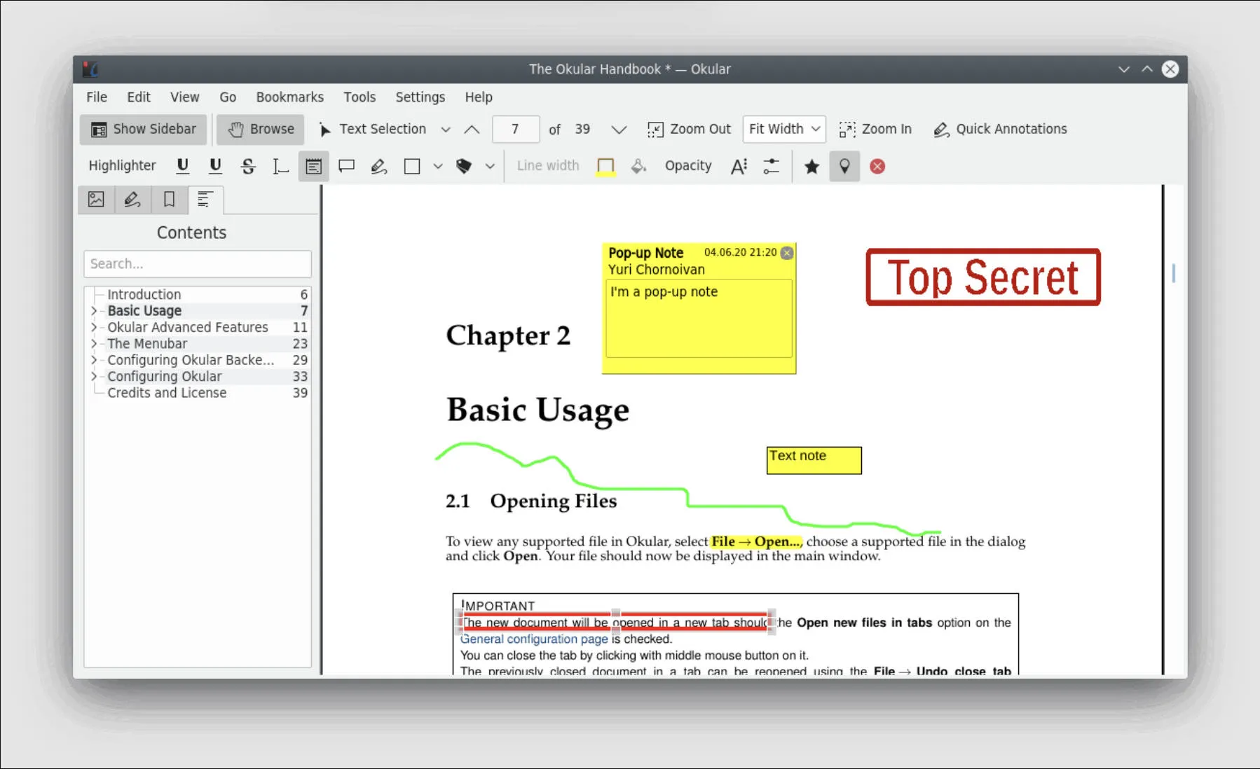 annotate pdf linux okular